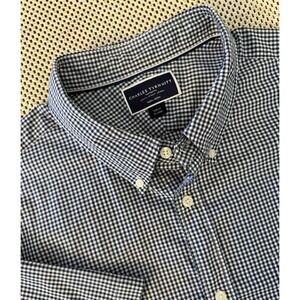 Mens Charles Tyrwhitt SS Non Iron Gingham Blue Button Down Shirt Size XXL Slim